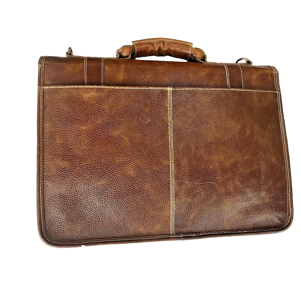 Vintage APC AmeriLeather Briefcase Carry On Bag 17X12.5 compartment strap